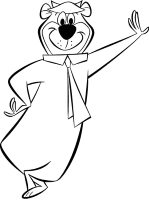 A coloring page of yogi bear